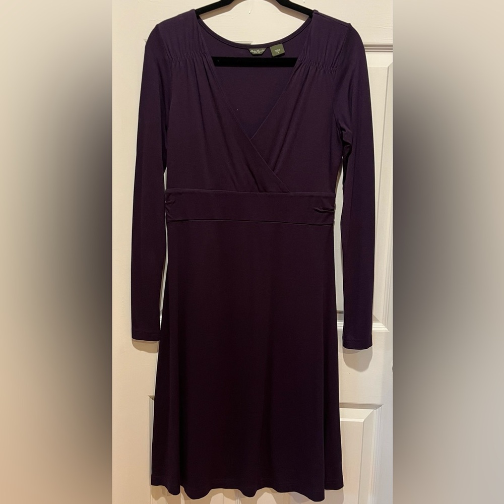 Classic Deep Purple Long Sleeve Dress